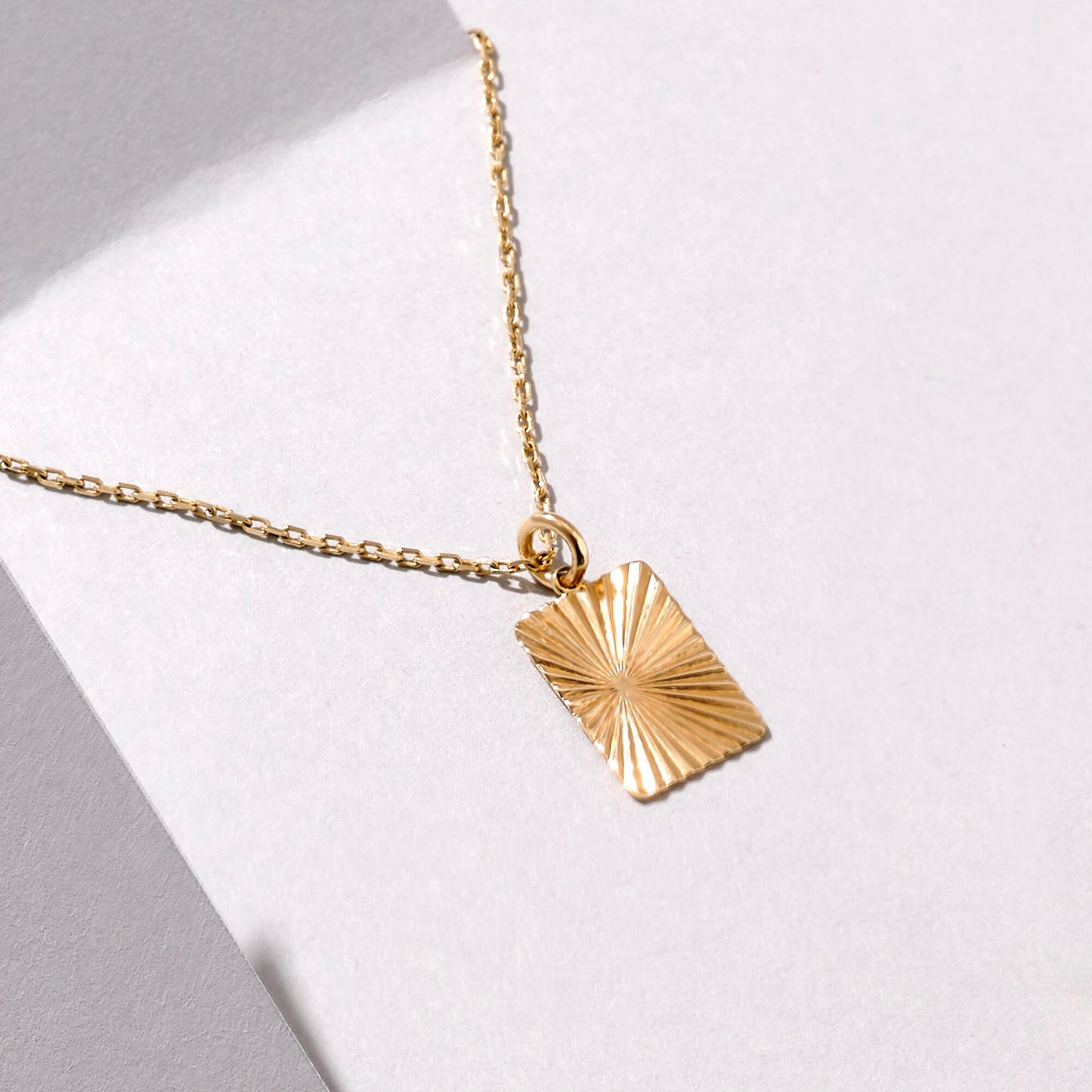 Rectangle Sun Necklace in Gold
