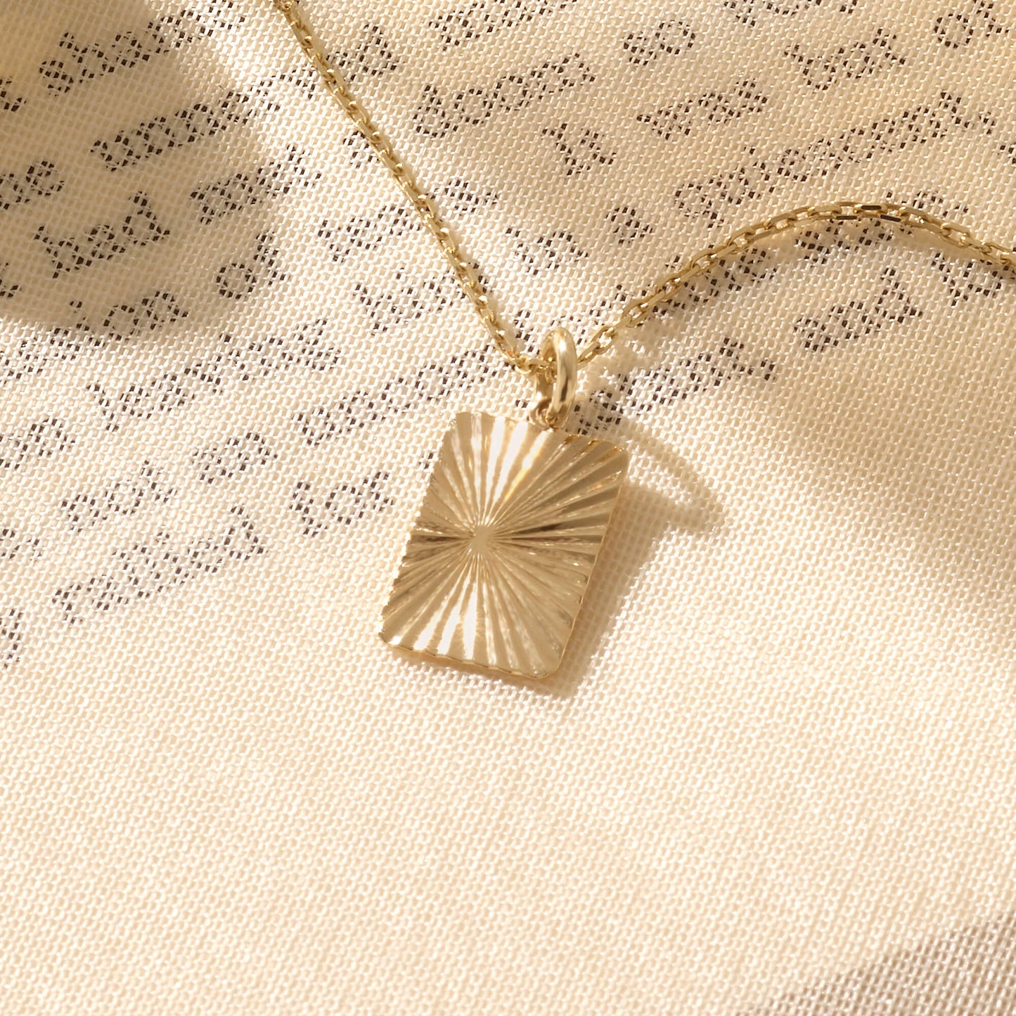 Rectangle Sun Necklace in Gold