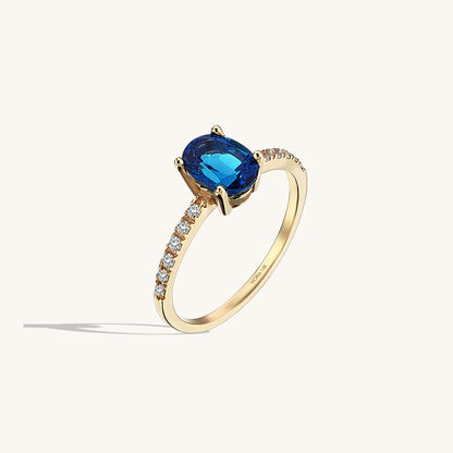 Sapphire Oval Solitaire Ring in Gold