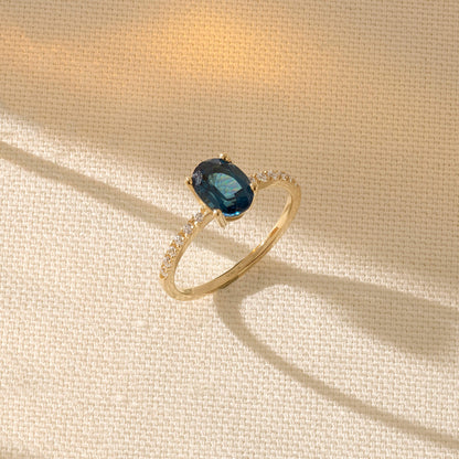 Sapphire Oval Solitaire Ring in Gold