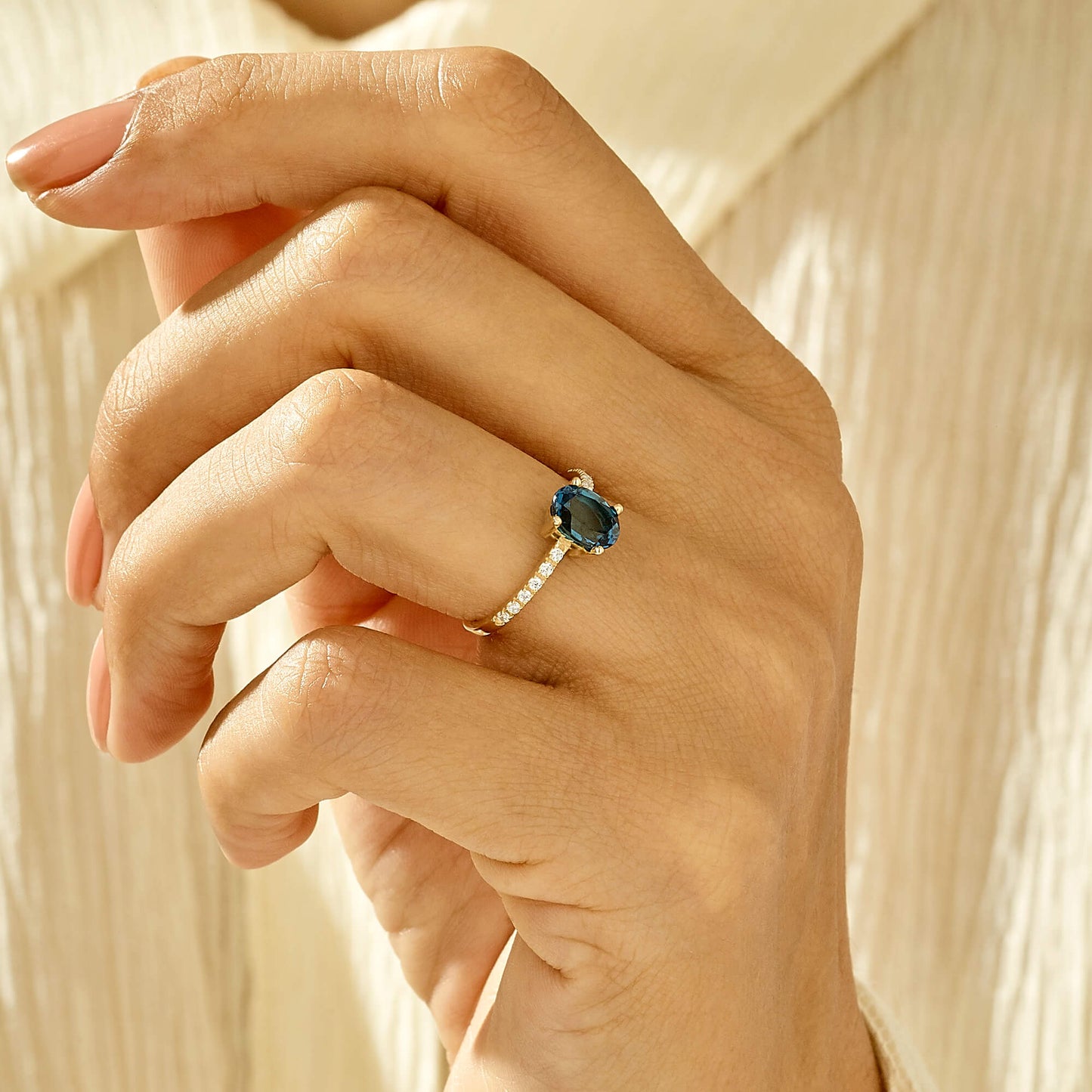 Sapphire Oval Solitaire Ring in Gold