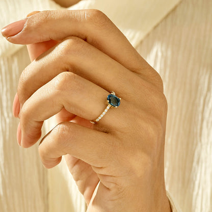 Sapphire Oval Solitaire Ring in Gold