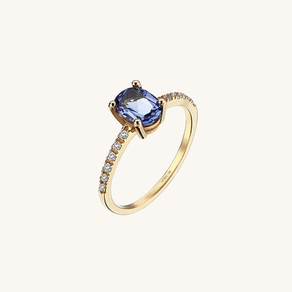 Tanzanite Oval Solitaire Ring in Gold