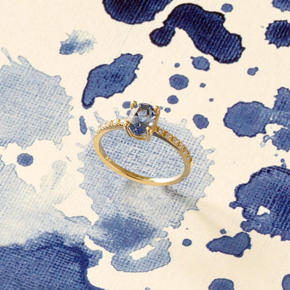 Tanzanite Oval Solitaire Ring in Gold