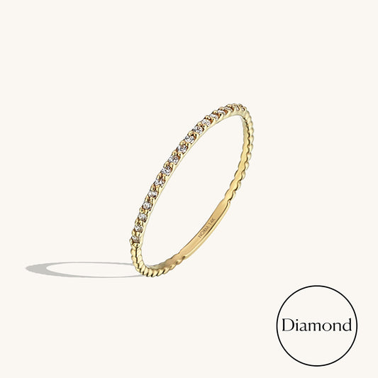 Tiny Diamond Ball Ring in Gold