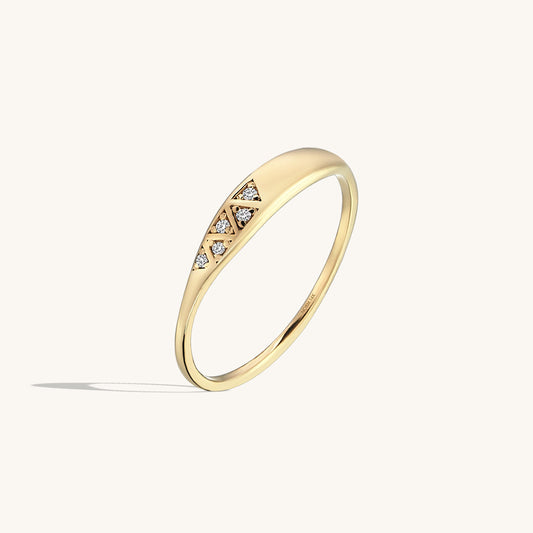 Tiny Pave Signet Ring in Gold