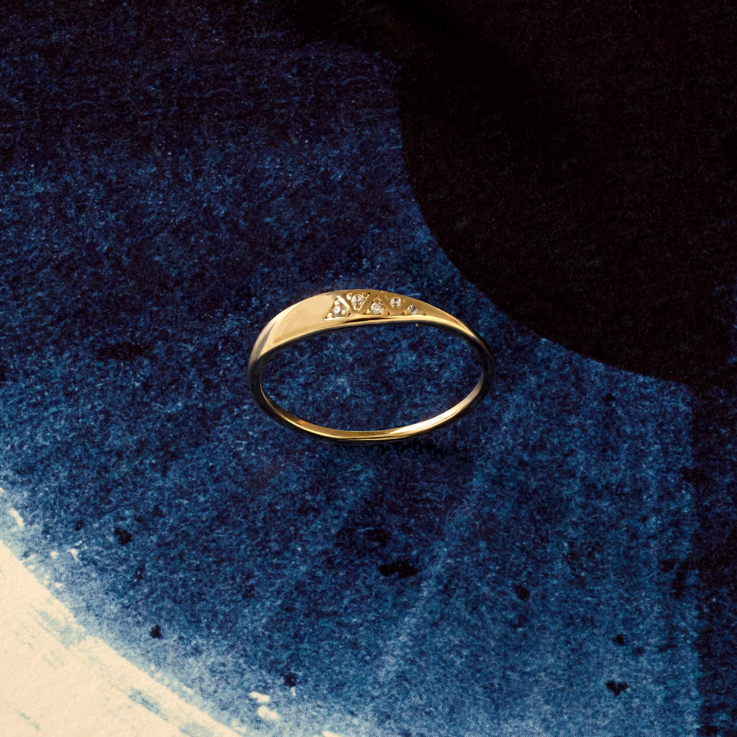 Tiny Pave Signet Ring in Gold