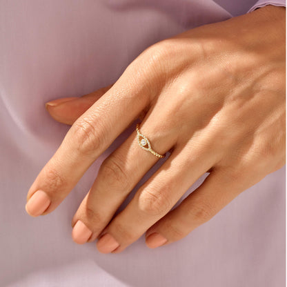 Minimalist Evil Eye Ring in Gold