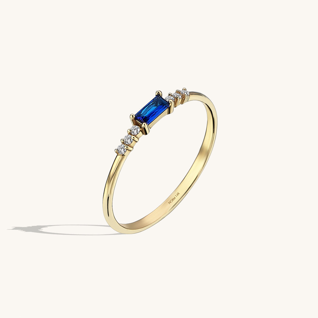 Blue Baguette Ring in Gold