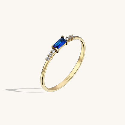 Blue Baguette Ring in Gold