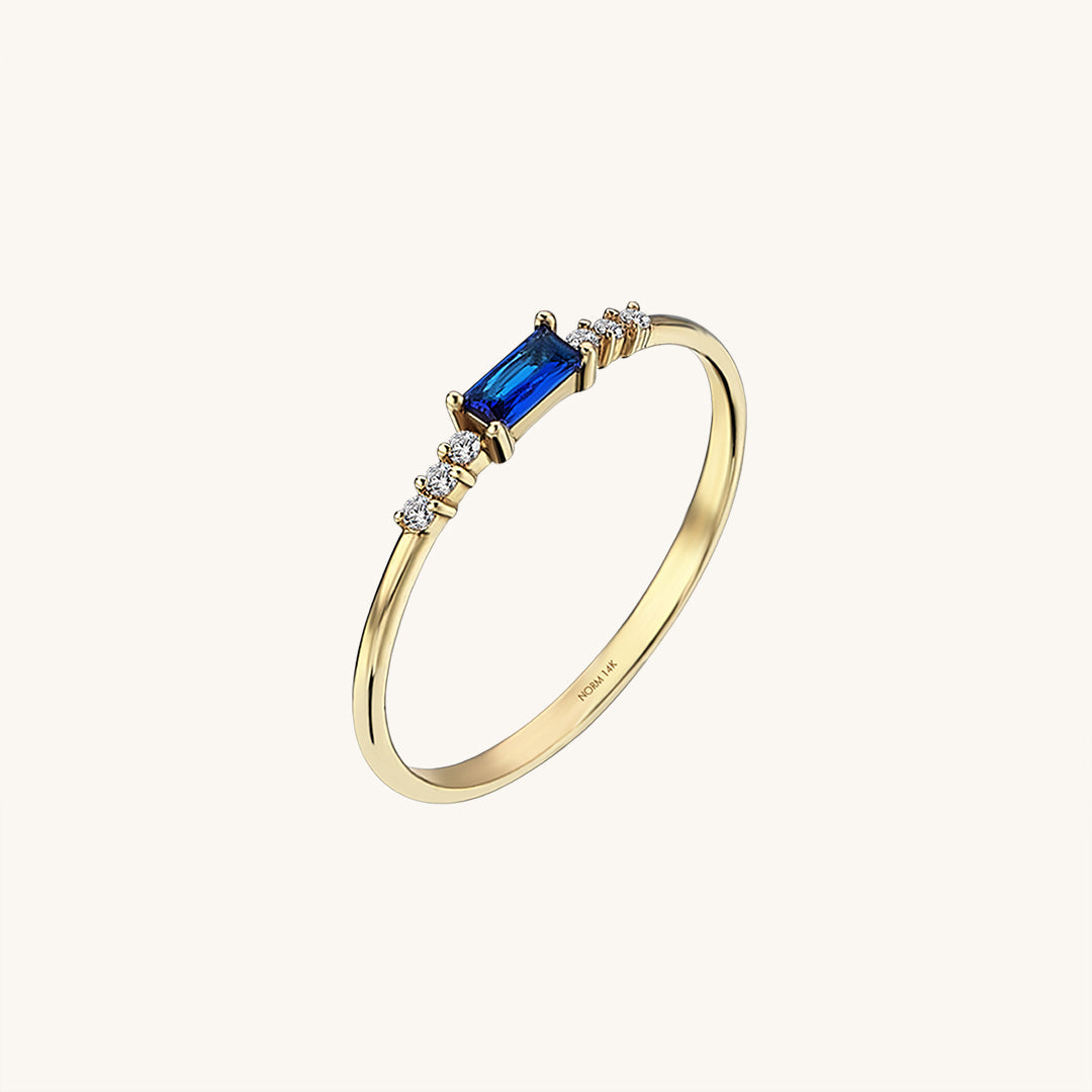 Blue Baguette Ring in Gold