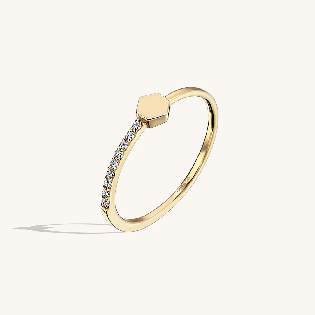 Half Eternity Signet Ring in Gold