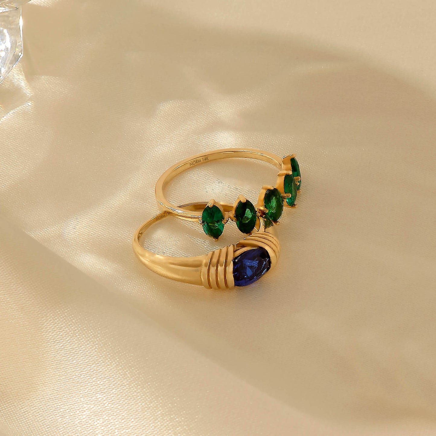 5 Stone Emerald Ring in Gold