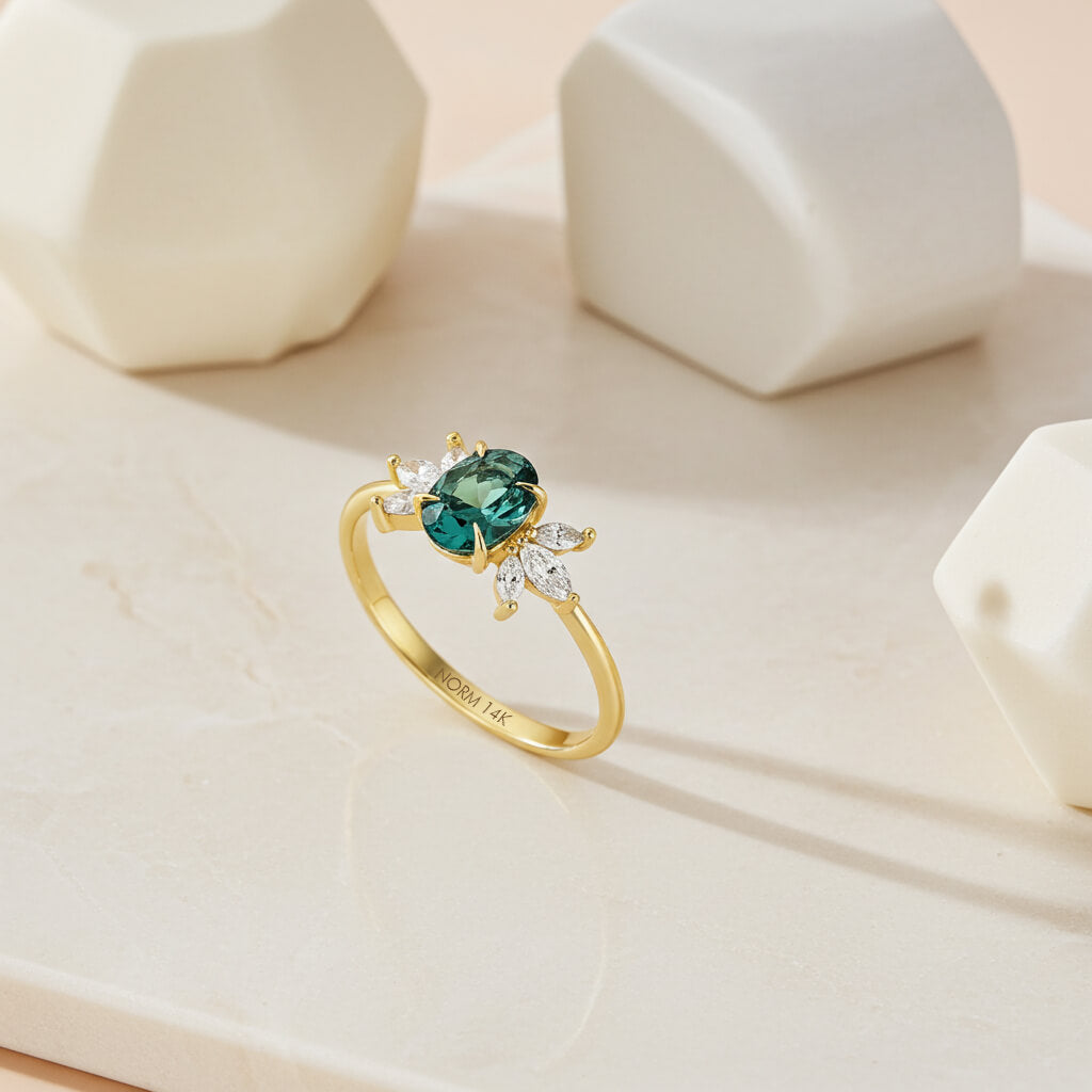 Alexandrite Flower Ring in Gold