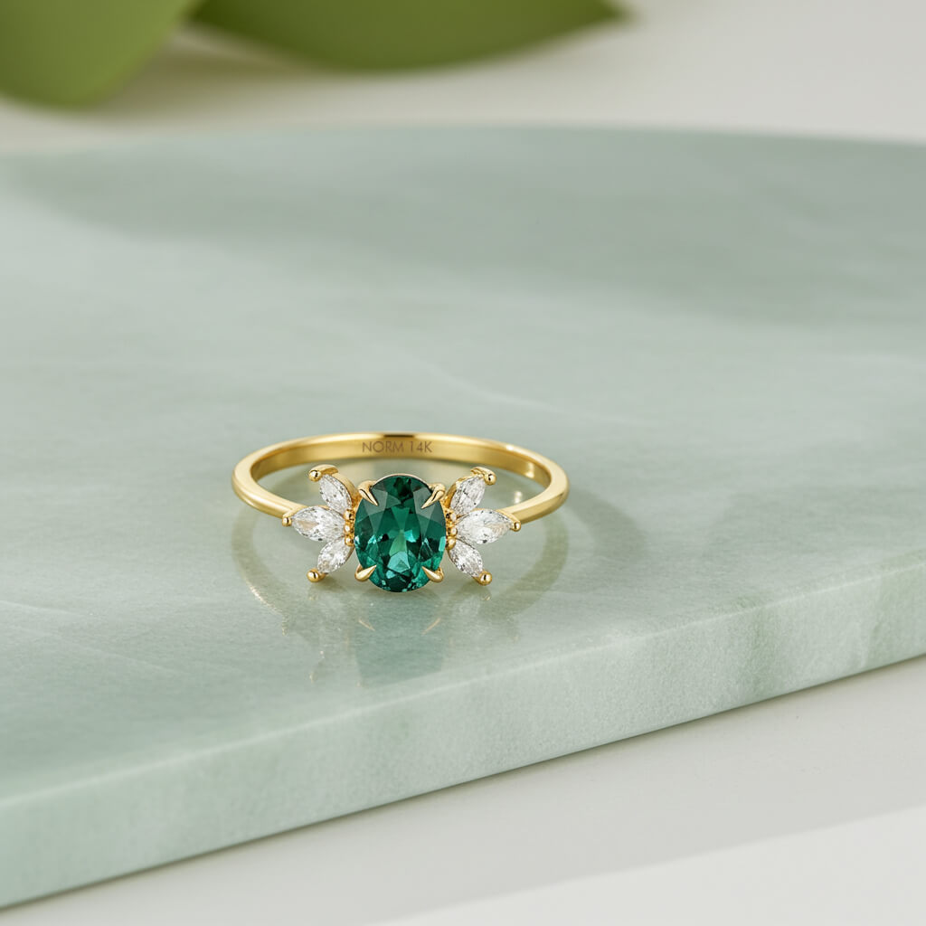 Alexandrite Flower Ring in Gold