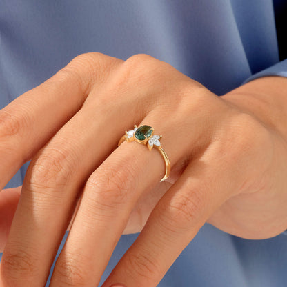 Alexandrite Flower Ring in Gold