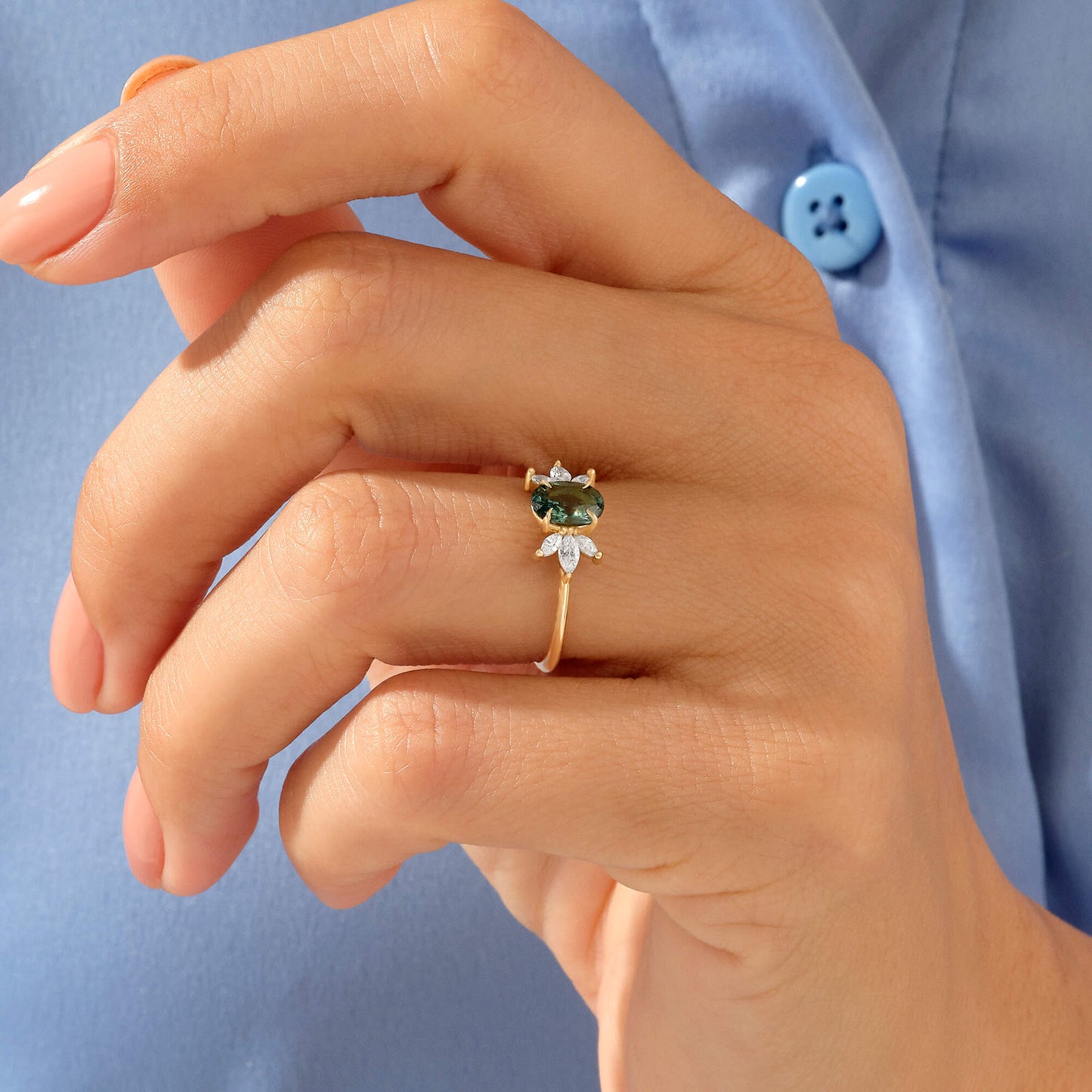Alexandrite Flower Ring in Gold