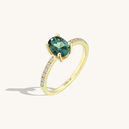 Alexandrite Oval Solitaire Ring in Gold