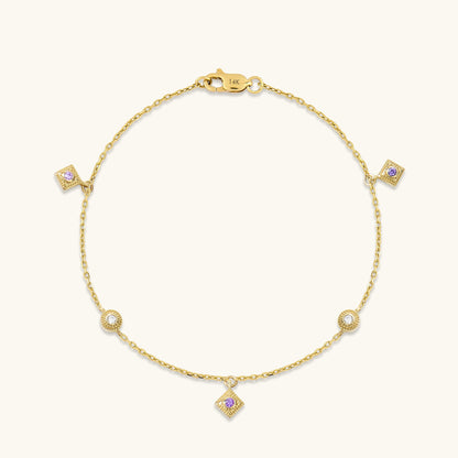 Amethyst Talisman Bracelet in Gold