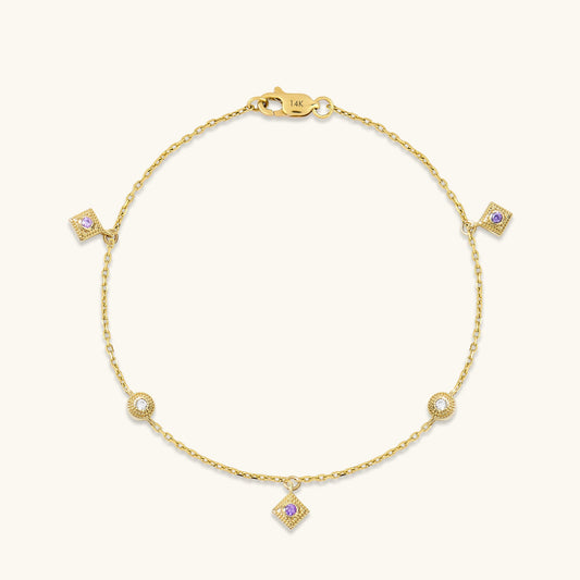 Amethyst Talisman Bracelet in Gold