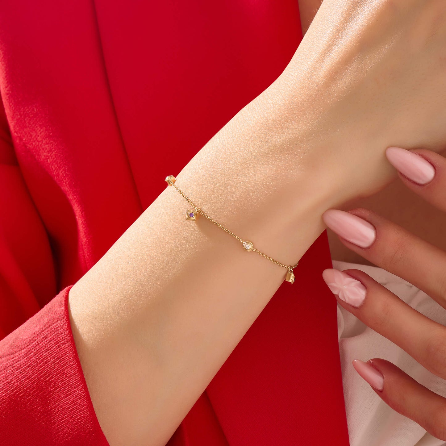 Amethyst Talisman Bracelet in Gold