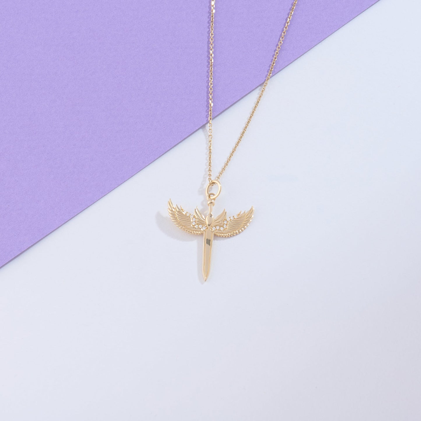 Angel Sword Necklace in Gold