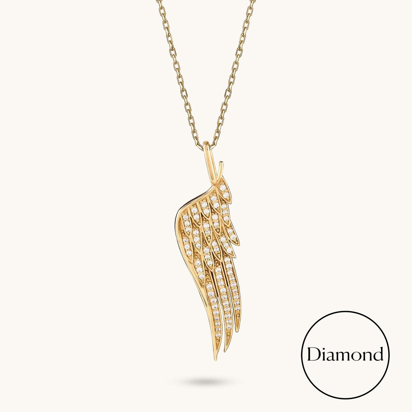 Angel Wing Diamond Necklace in Gold