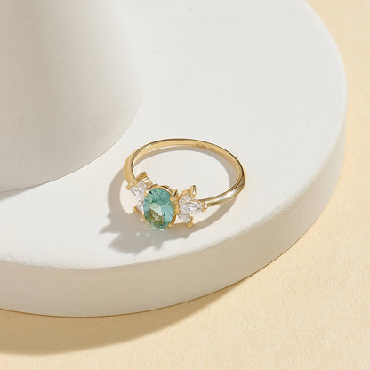 Aquamarine Flower Ring in Gold