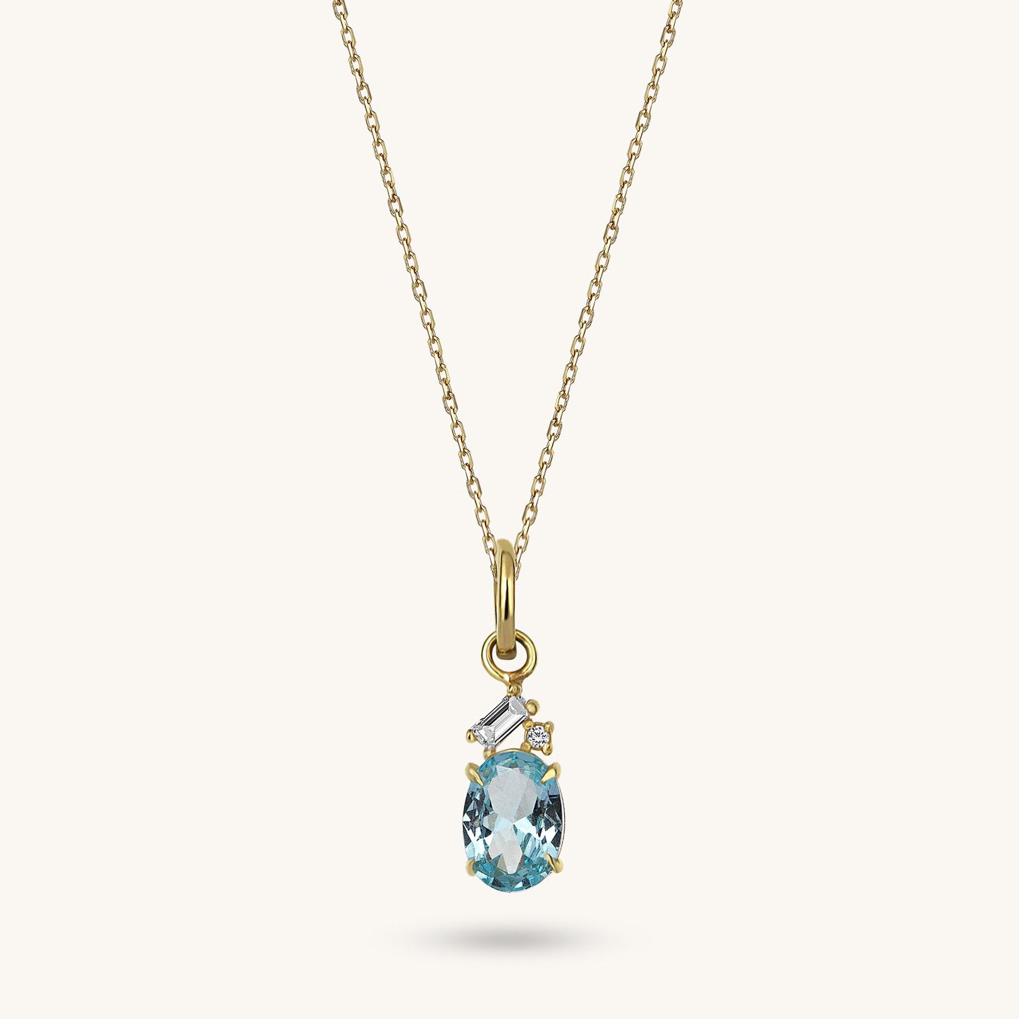 Aquamarine Oval Necklace in Gold