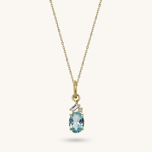 Aquamarine Oval Necklace in Gold