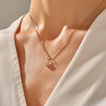 Aquamarine Oval Necklace in Gold