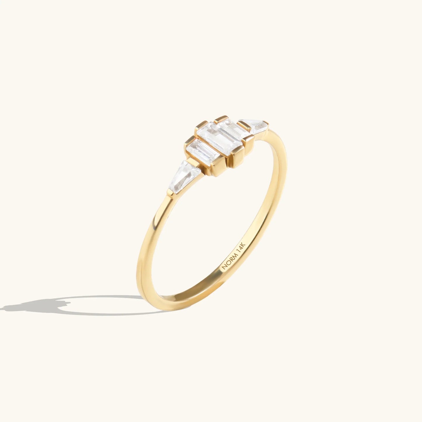 Art-Deco Baguette Moissanite Promise Ring in Gold