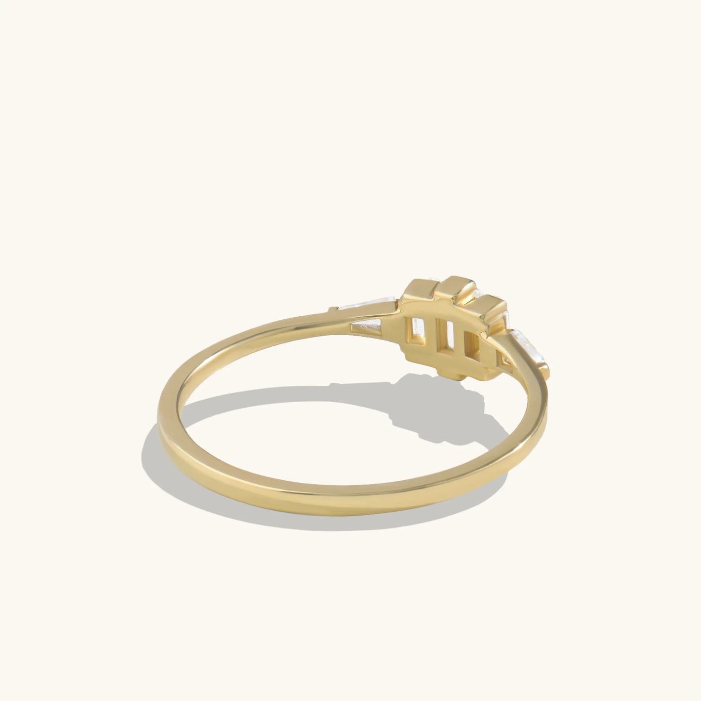 Art-Deco Baguette Moissanite Promise Ring in Gold