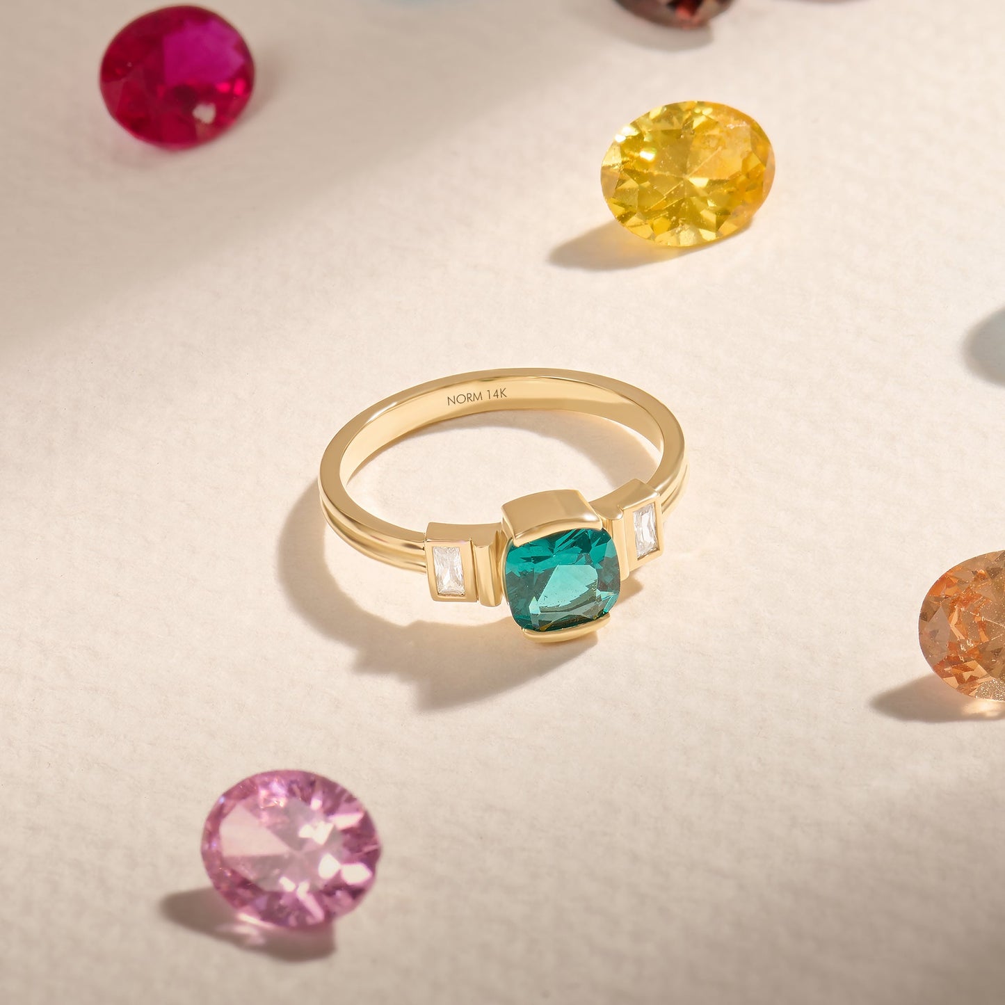 Art Deco Arctic Green Ring in Gold