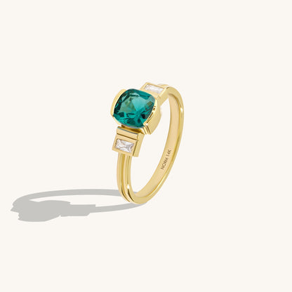 Art Deco Arctic Green Ring in Gold