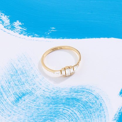 Art Deco Baguette Promise Ring in Gold