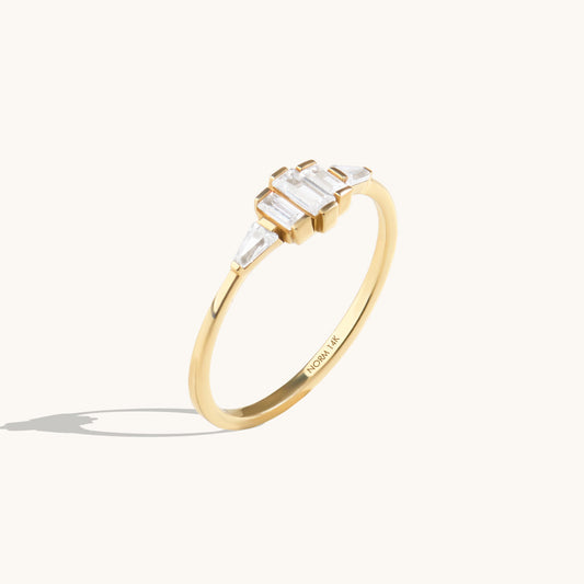 Art Deco Baguette Promise Ring in Gold