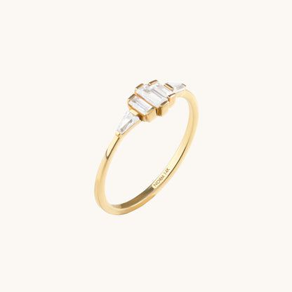 Art Deco Baguette Promise Ring in Gold