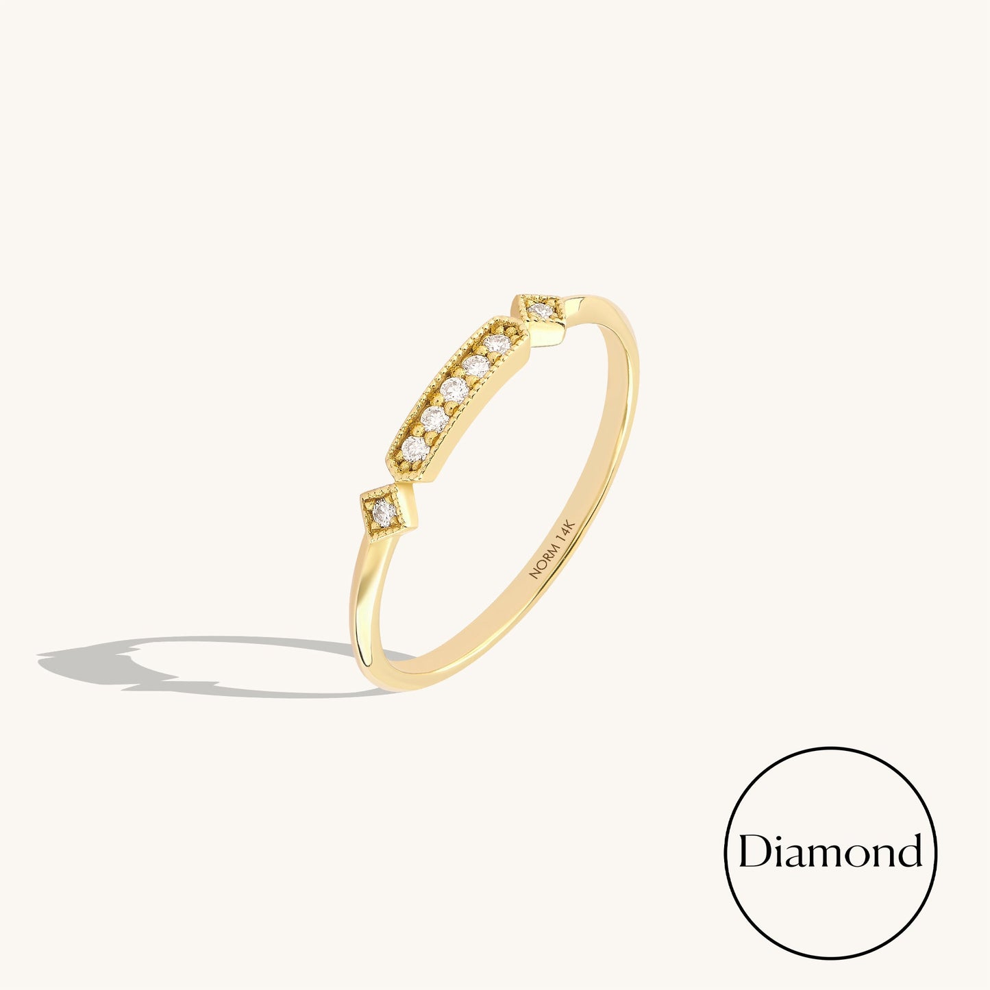 Art Deco Diamond Princess Band in Gold