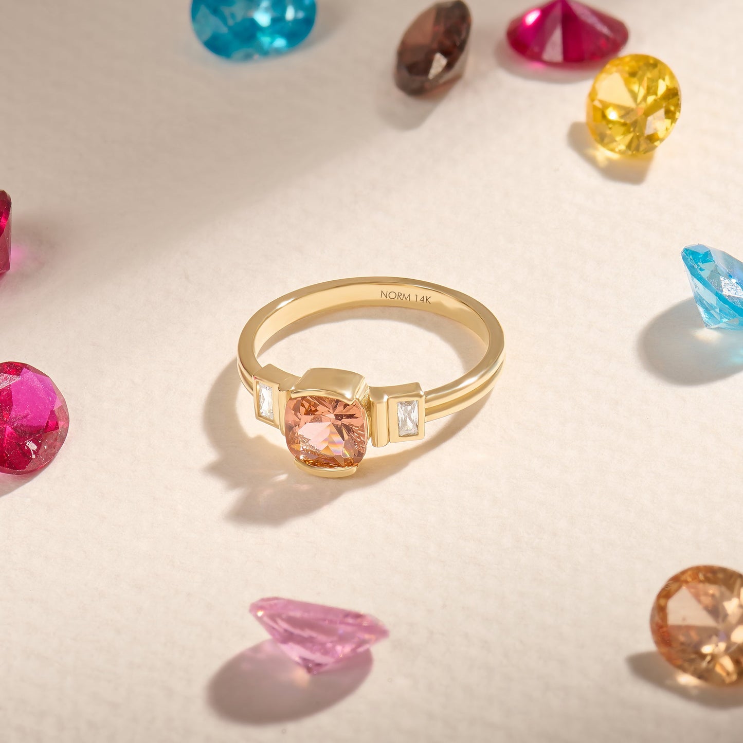 Art Deco Padparadscha Ring in Gold