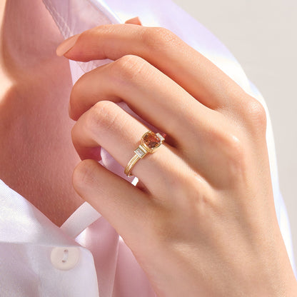 Art Deco Padparadscha Ring in Gold