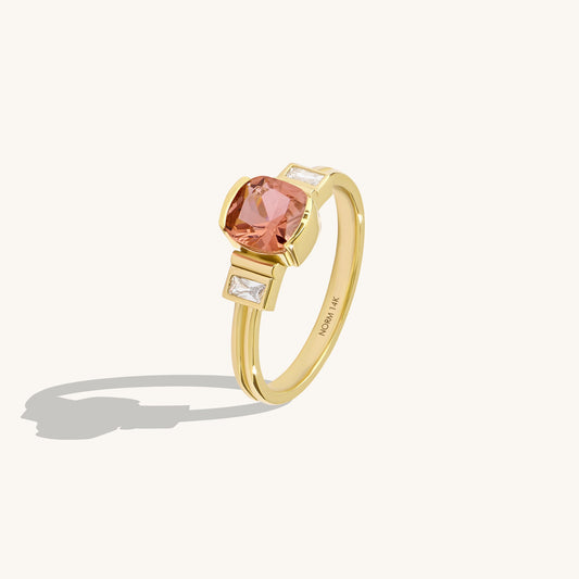 Art Deco Padparadscha Ring in Gold