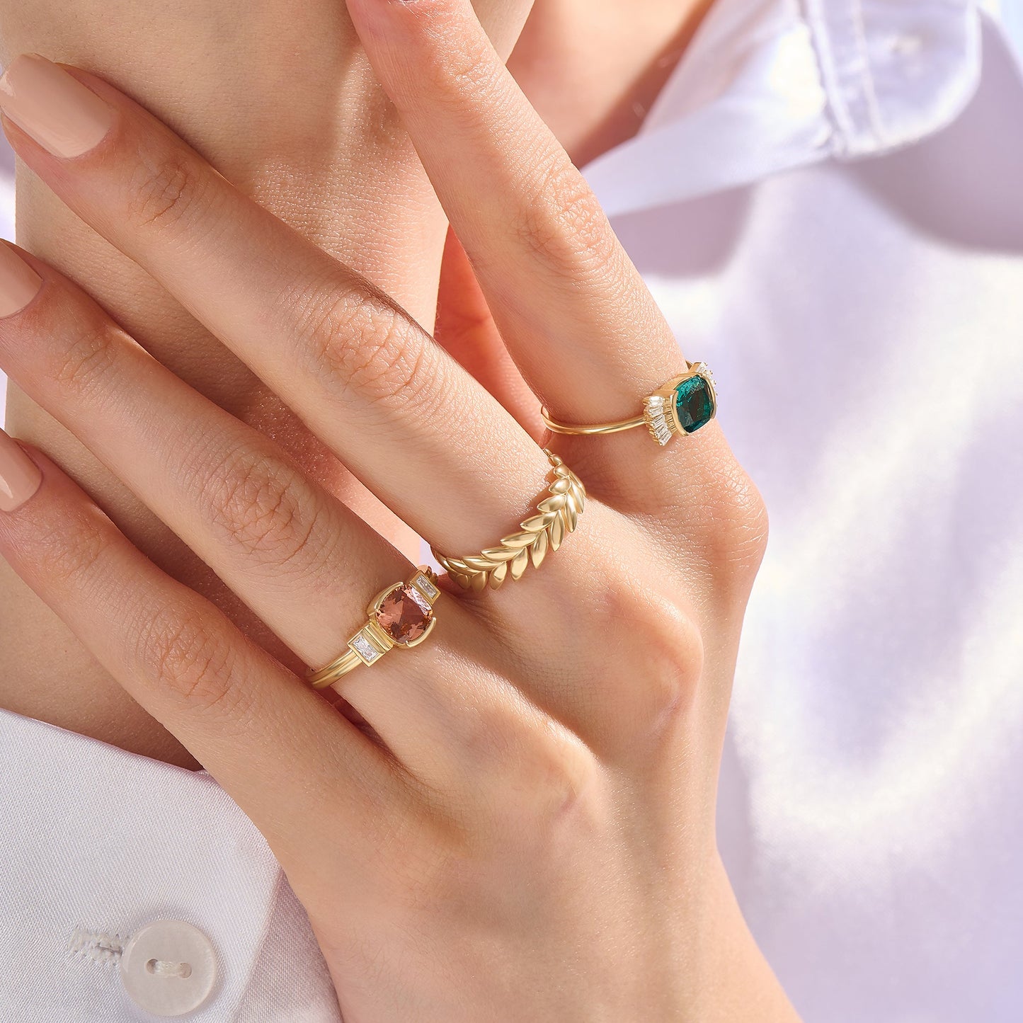 Art Deco Padparadscha Ring in Gold