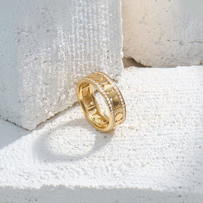 Art Deco Wedding Band in Gold