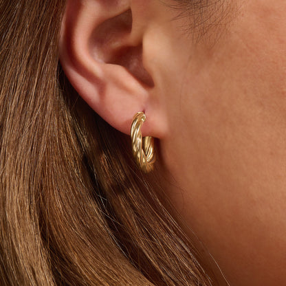 Auger Hoop Earrings in Gold