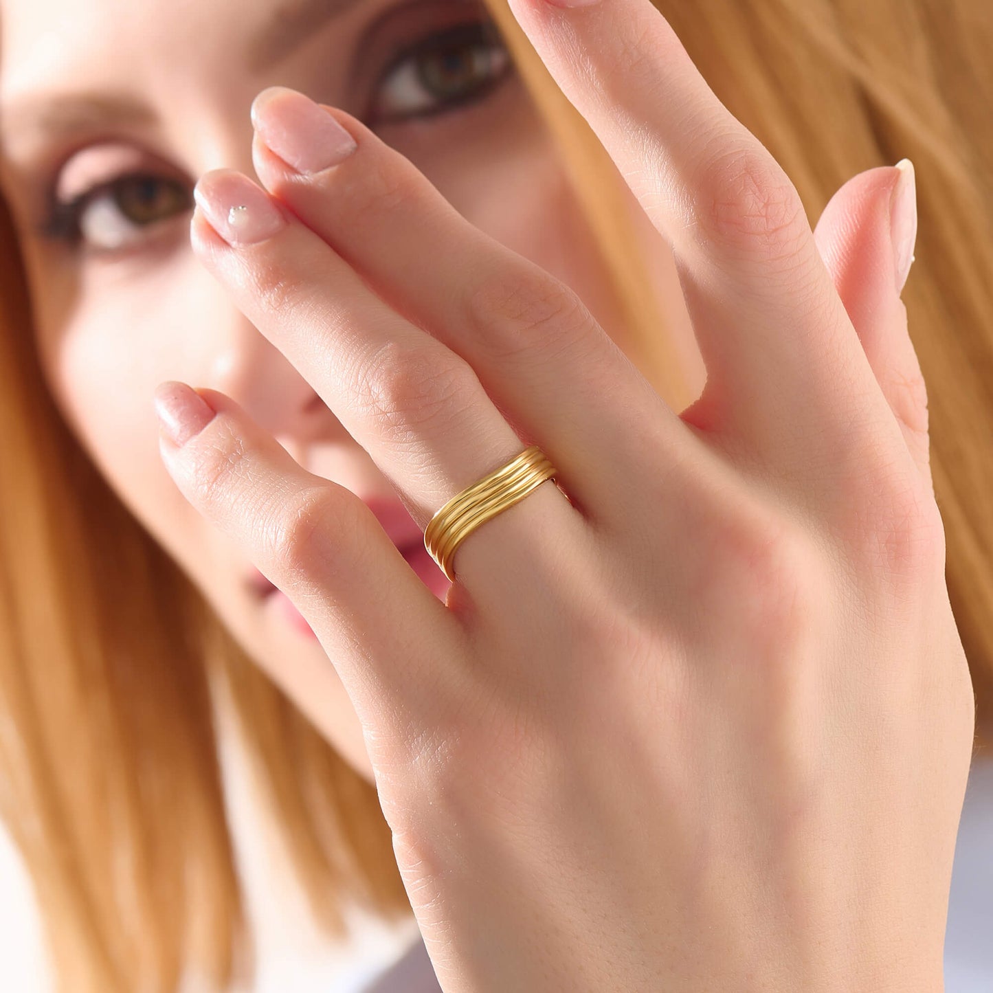 Axis Wave Band Ring - Gold Vermeil