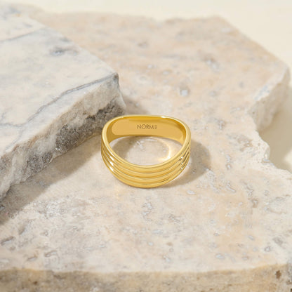 Axis Wave Band Ring - Gold Vermeil