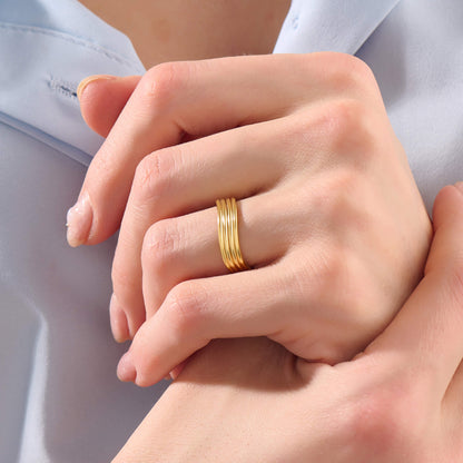 Axis Wave Band Ring - Gold Vermeil