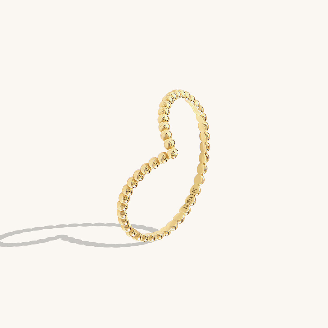 Beaded Wishbone Ring in Gold