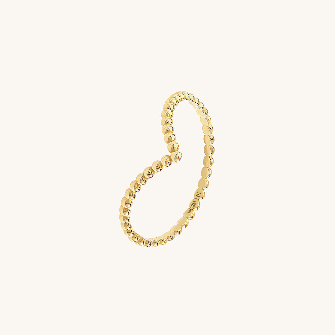 Beaded Wishbone Ring in Gold